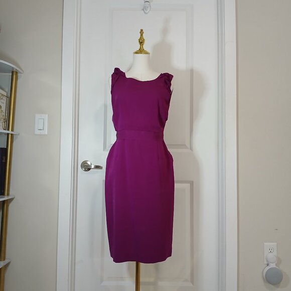 Elie Tahari Sheath Dress Women’s Size 6 Fuchsia Silk Blend Sleeveless Back Zip - Picture 1 of 7